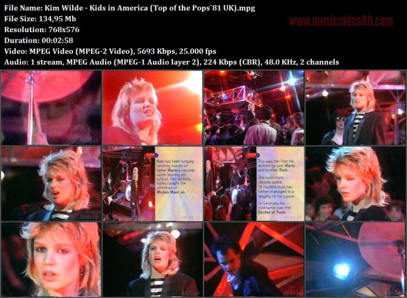 Kim Wilde - Kids in America (Top of the Pops`81 UK) 