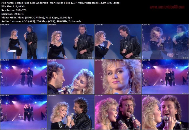 Bernie Paul & Bo Andersen - Our love is a live (ZDF Kultur Hitparade 14.10.1987)