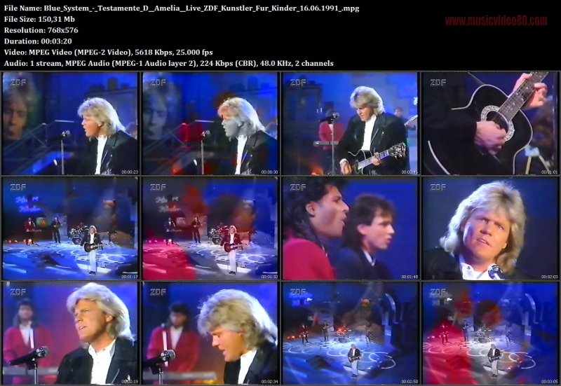 Blue System - Testamente D Amelia ( ZDF Kunstler Fur Kinder 16.06.1991 )